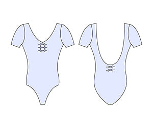 Balletpak korte mouw, lage rug, voor en achter gerimpeld - Ladies
