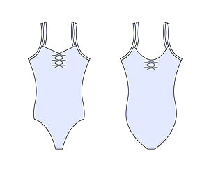 Spaghettibandjes dubbel, hoge rug, voor en achter gerimpeld Paraddy - Ladies