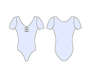 Balletpak korte mouw, hoge rug, voor gerimpeld - Ladies