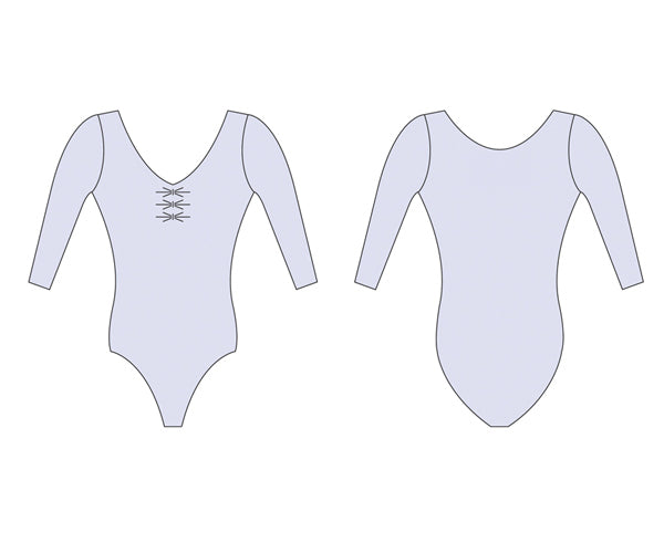 Balletpak 3/4 mouw, voor gerimpeld, hoge rug Paraddy - Girls